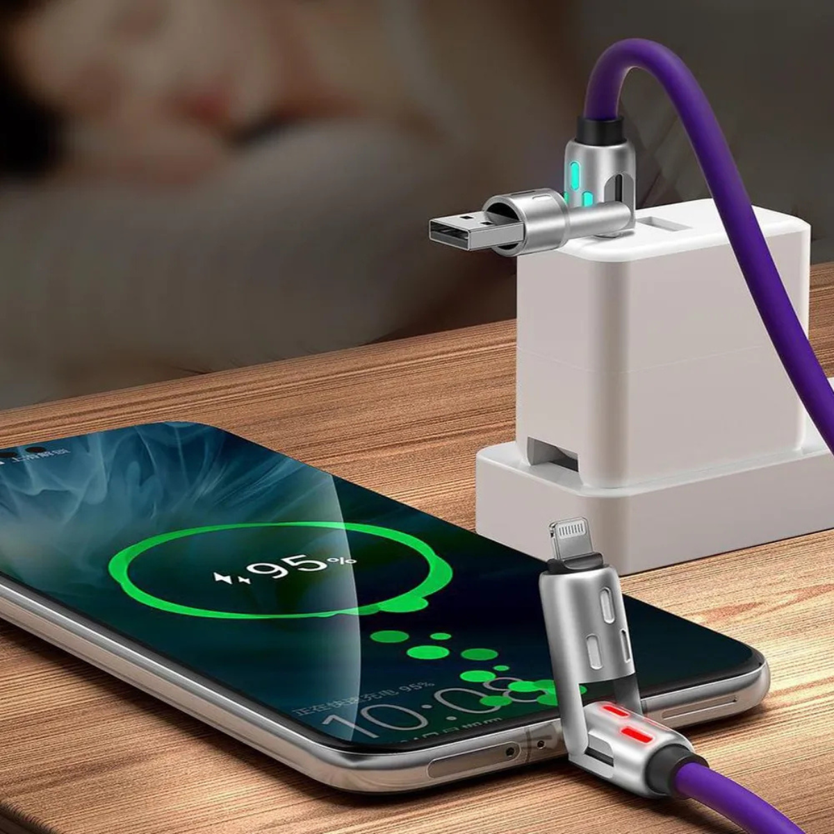 Cable de Carga 4 en 1 con Luz LED – Carga Rápida y Multifuncional para Dispositivos Móviles