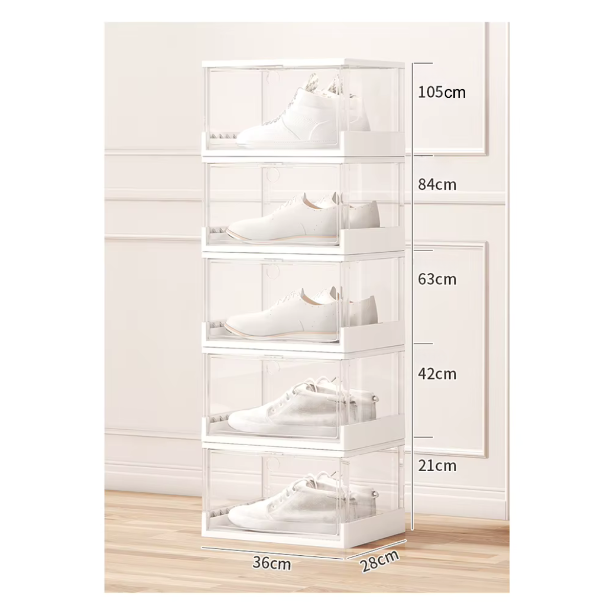 Caja de Almacenamiento para Calzado – Plegable, Apilable y con Puerta Transparente