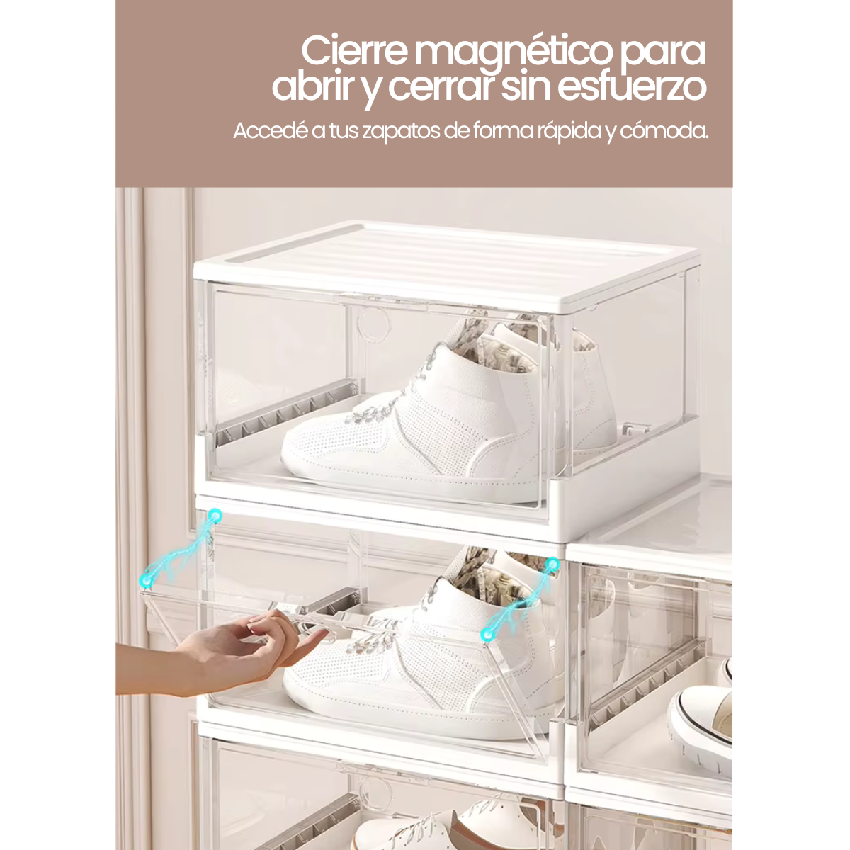 Caja de Almacenamiento para Calzado – Plegable, Apilable y con Puerta Transparente