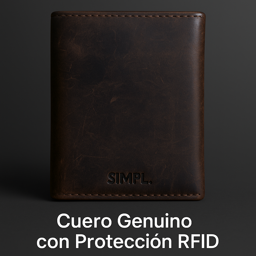 Billetera Tarjetero de Cuero Genuino SIMPL con Protección RFID