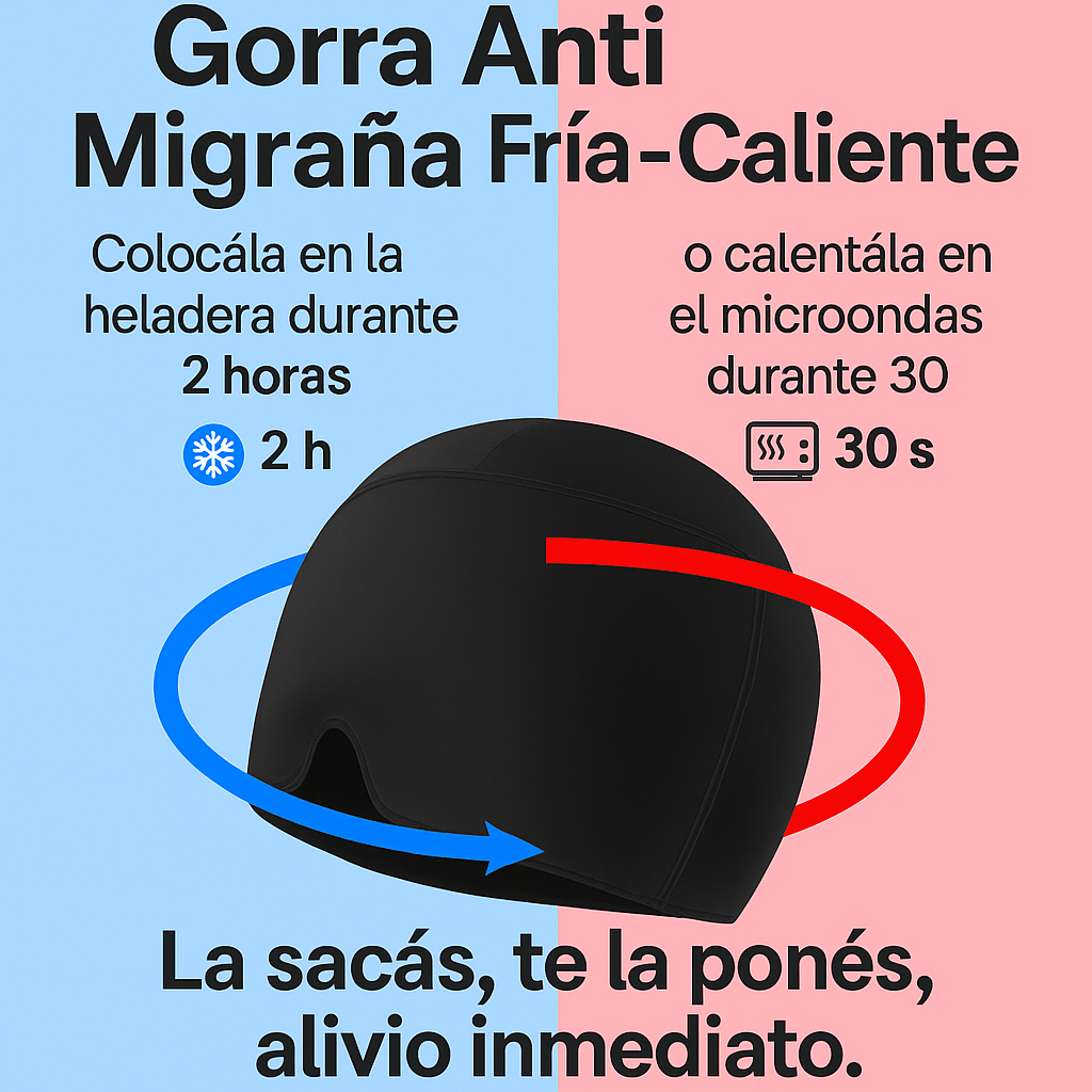 Gorro de Gel Frío para Alivio de Migrañas y Dolores de Cabeza
