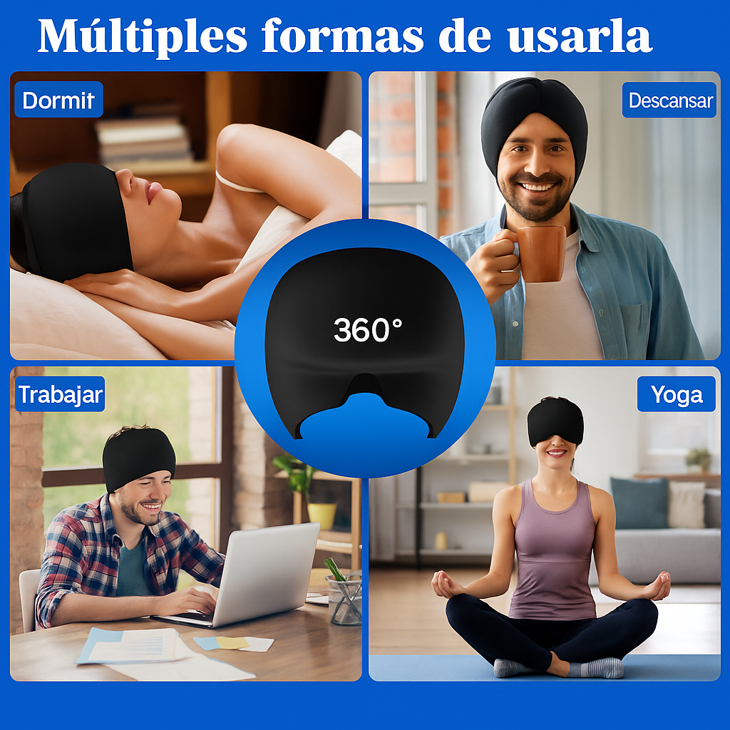 Gorro de Gel Frío para Alivio de Migrañas y Dolores de Cabeza