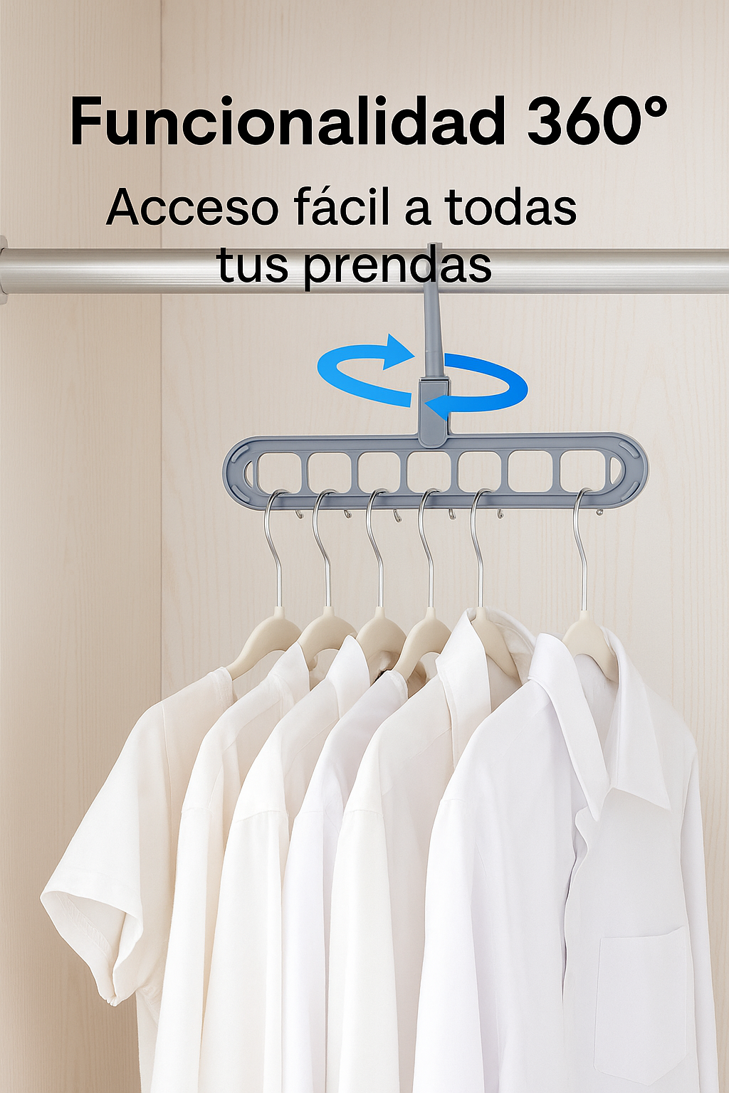 Percha Multiposición 9 Espacios con Giro 360° - Pack x10 – Ahorra y Organiza Espacio
