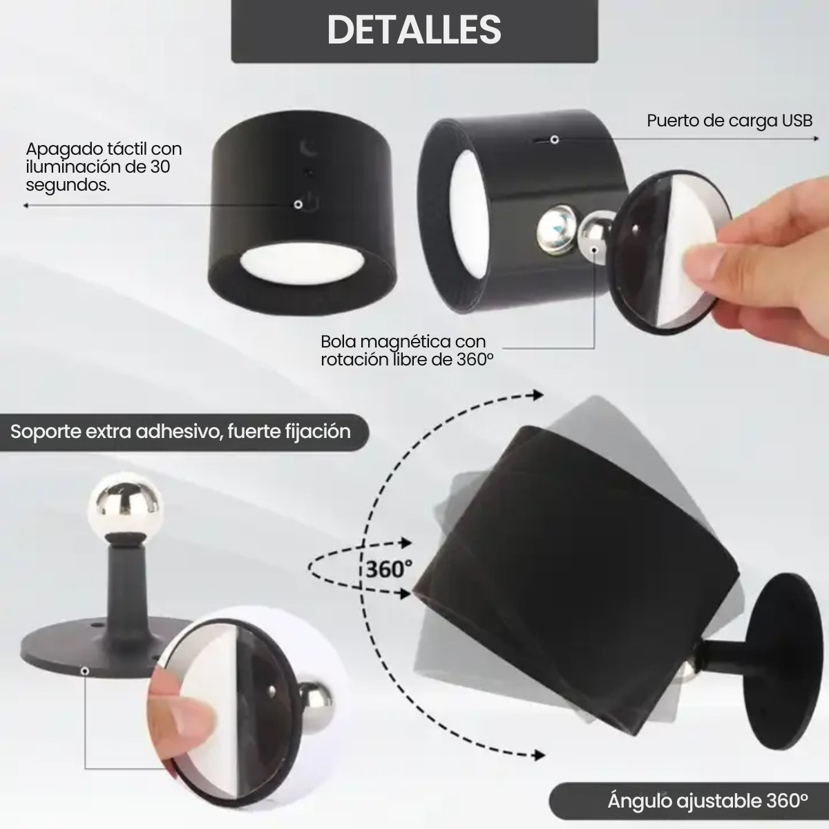 Lámpara LED Recargable con Doble Fuente de Luz y Base Magnética