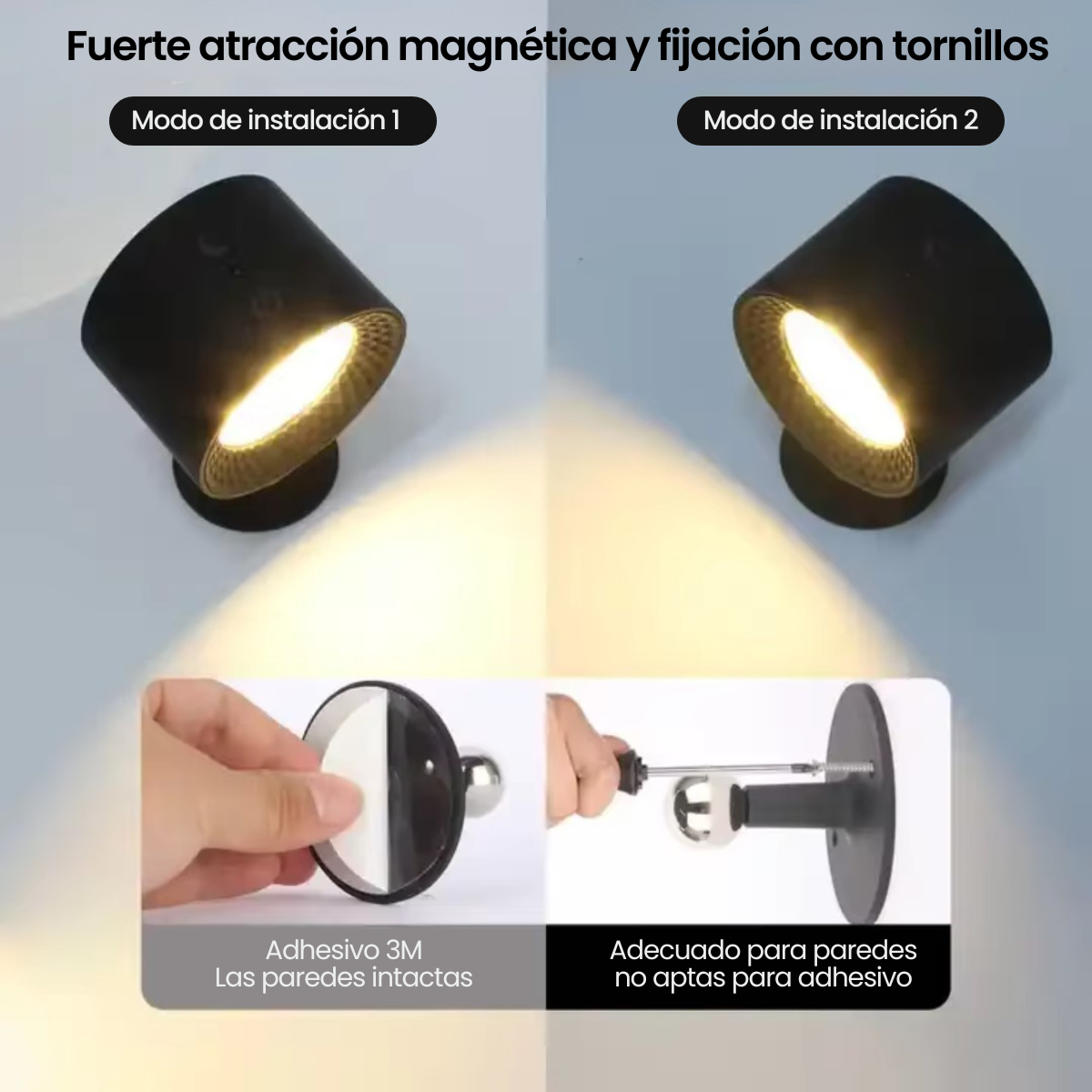 Lámpara LED Recargable con Doble Fuente de Luz y Base Magnética