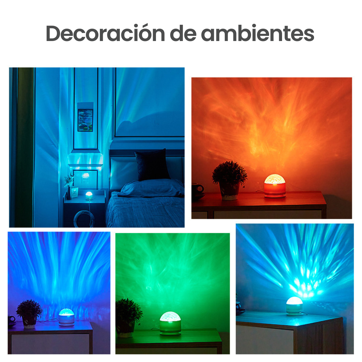 Lámpara Proyectora de Auroras Boreales RGB con Rotación – Iluminación Ambiental para Hogar y Oficina