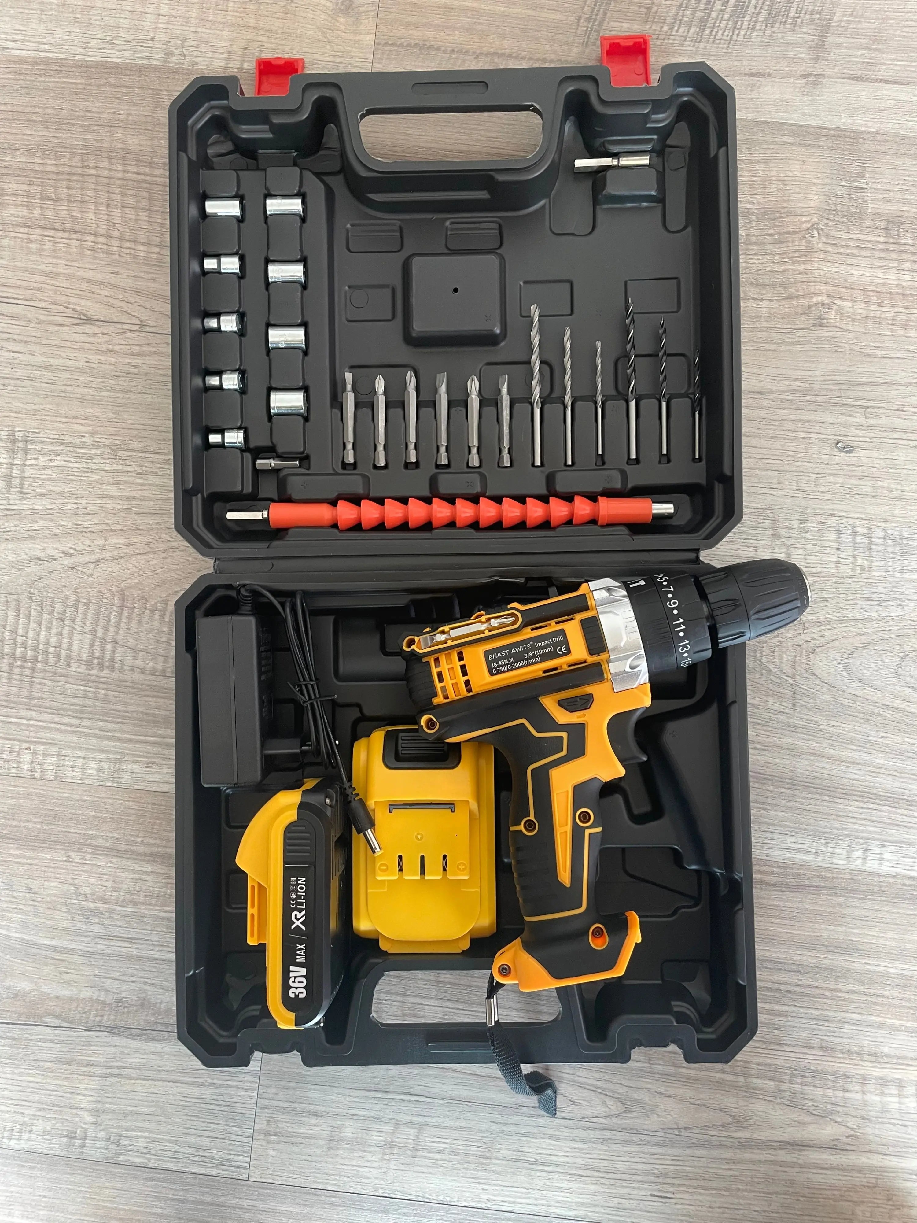 Taladro/Destornillador Inalámbrico Recargable 2 Velocidades + 24 Accesorios Incluidos – Con percutor - 1150 RPM - 2 Baterías de Litio