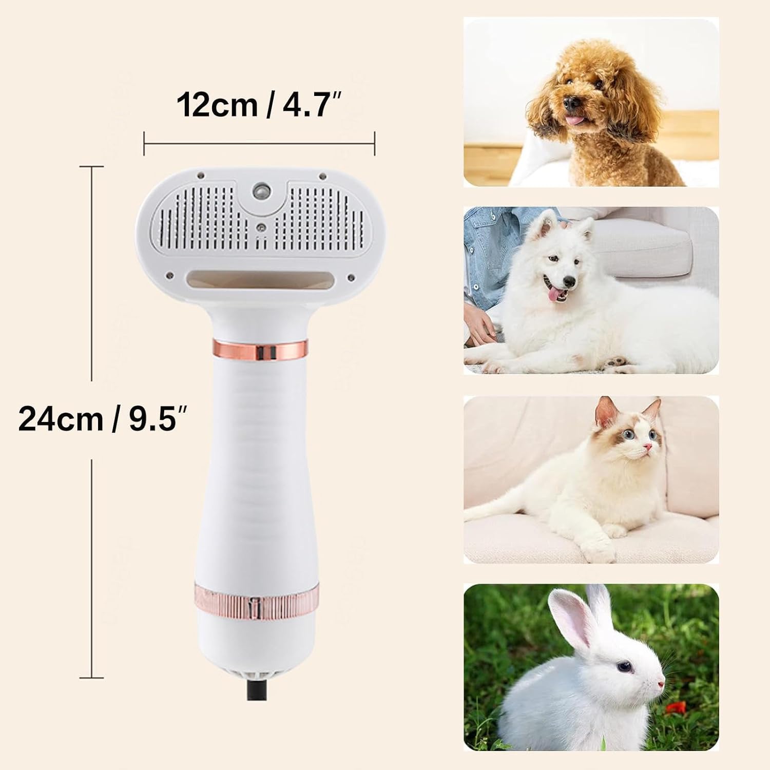 Cepillo de Vapor para Mascotas con Vapor y Autolimpieza – 4 en 1 - Elimina Pelos Sueltos y Desenreda con Facilidad