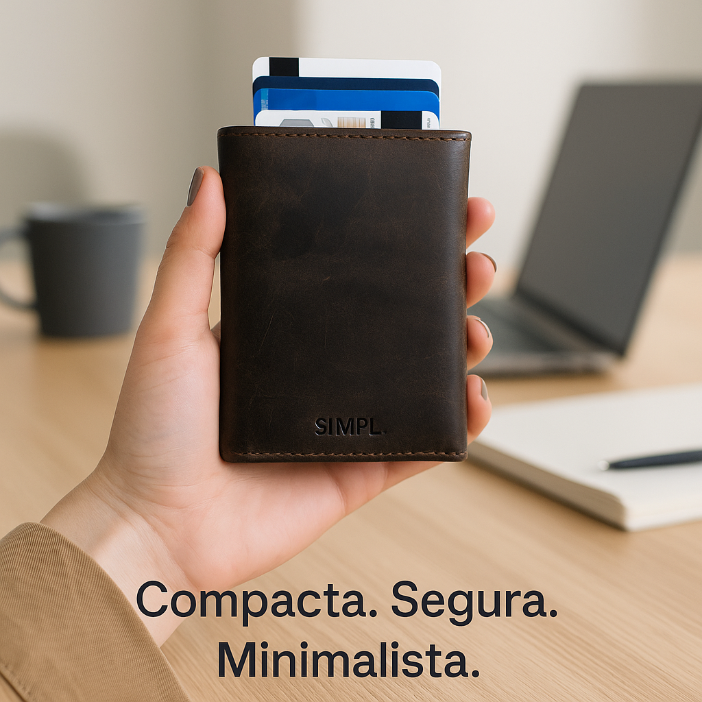 Billetera Tarjetero de Cuero Genuino SIMPL con Protección RFID