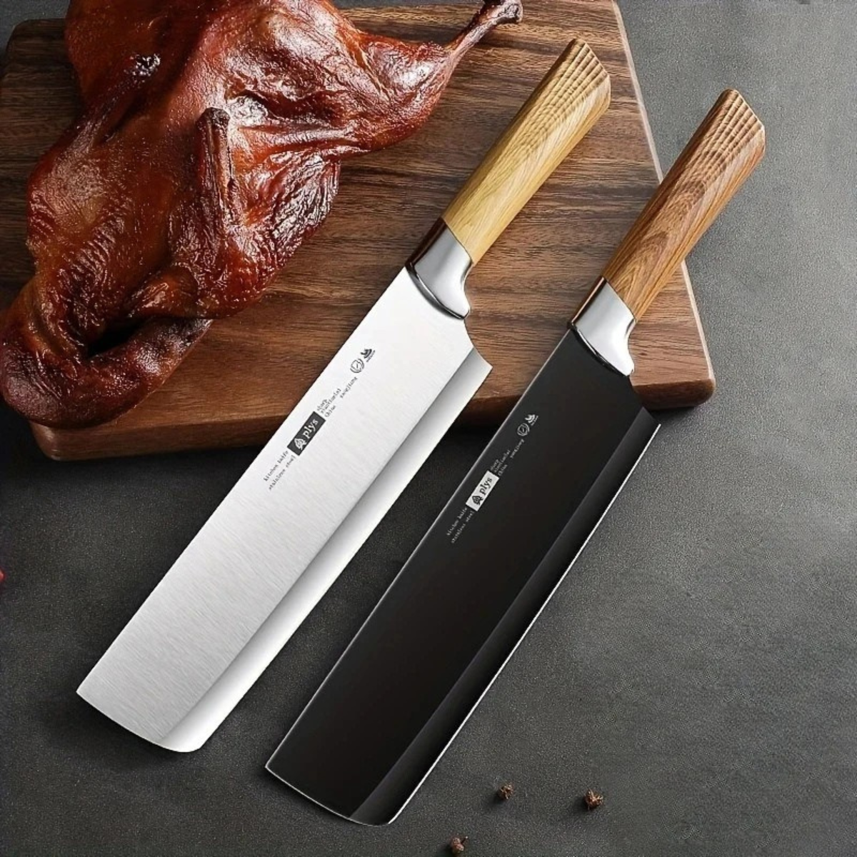 Cuchilla Japonesa Nakiri 19cm PLYS – Hoja Fina de Acero Inoxidable + Revestimiento Antiadherente para Verduras, Frutas y Carnes