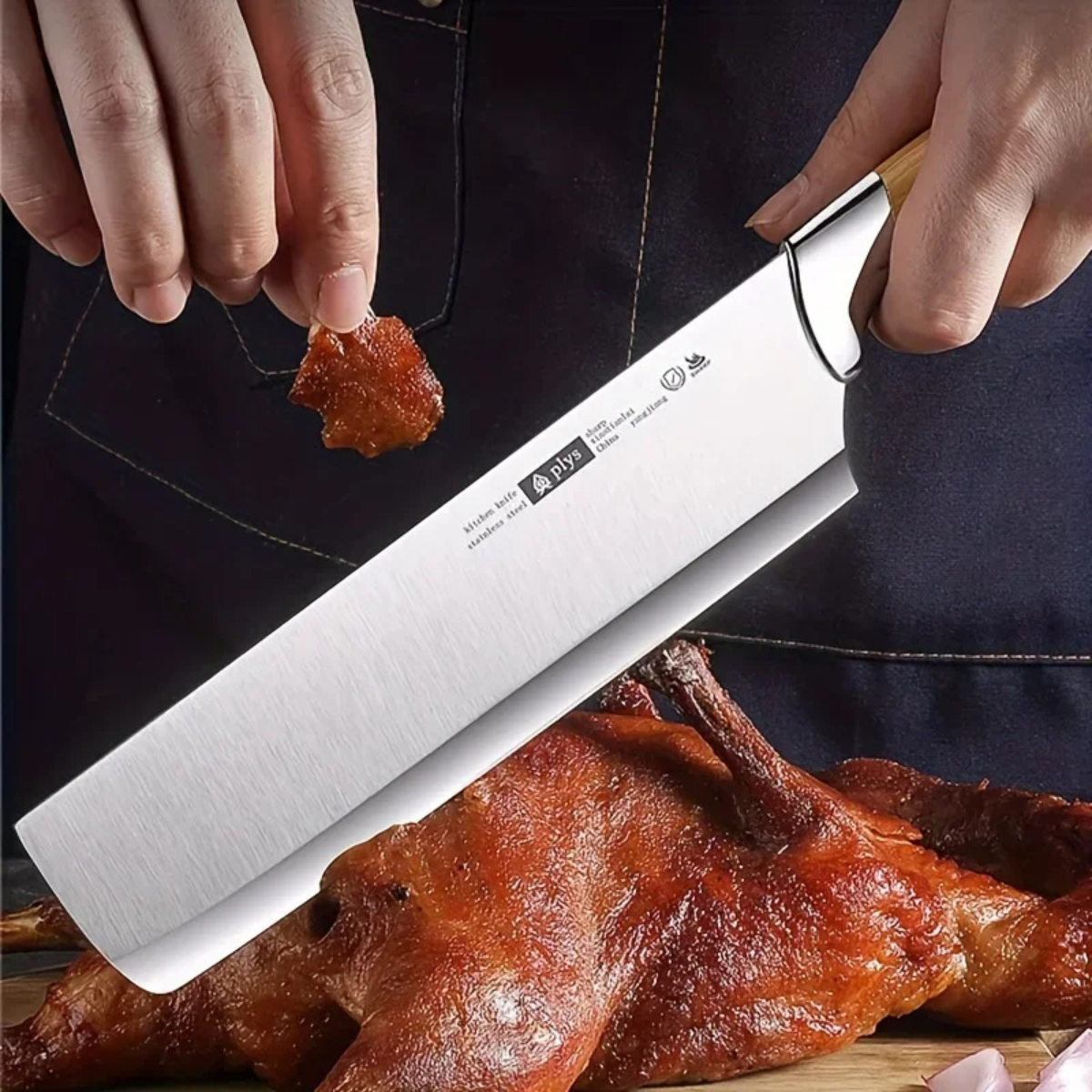 Cuchilla Japonesa Nakiri 19cm PLYS – Hoja Fina de Acero Inoxidable + Revestimiento Antiadherente para Verduras, Frutas y Carnes
