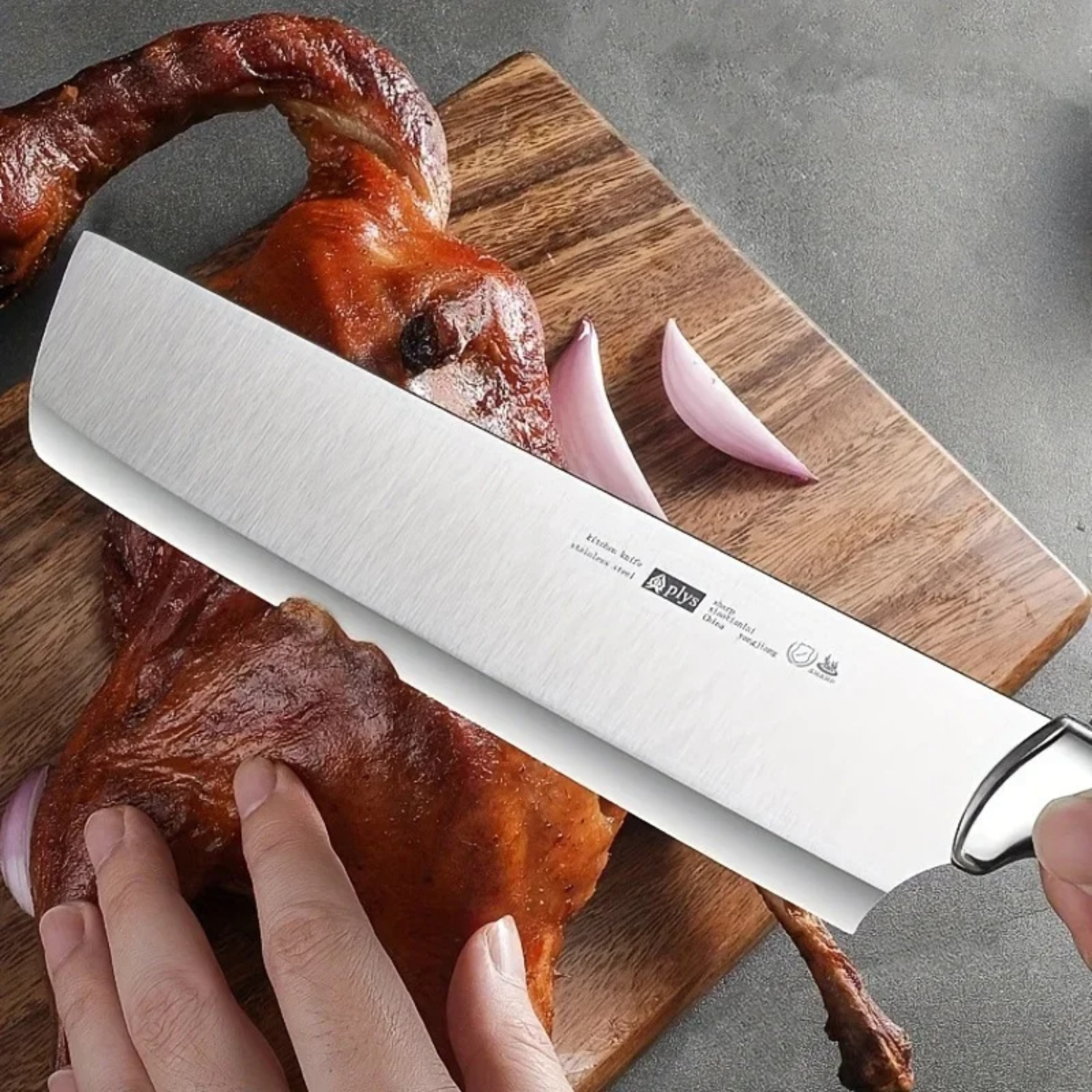 Cuchilla Japonesa Nakiri 19cm PLYS – Hoja Fina de Acero Inoxidable + Revestimiento Antiadherente para Verduras, Frutas y Carnes