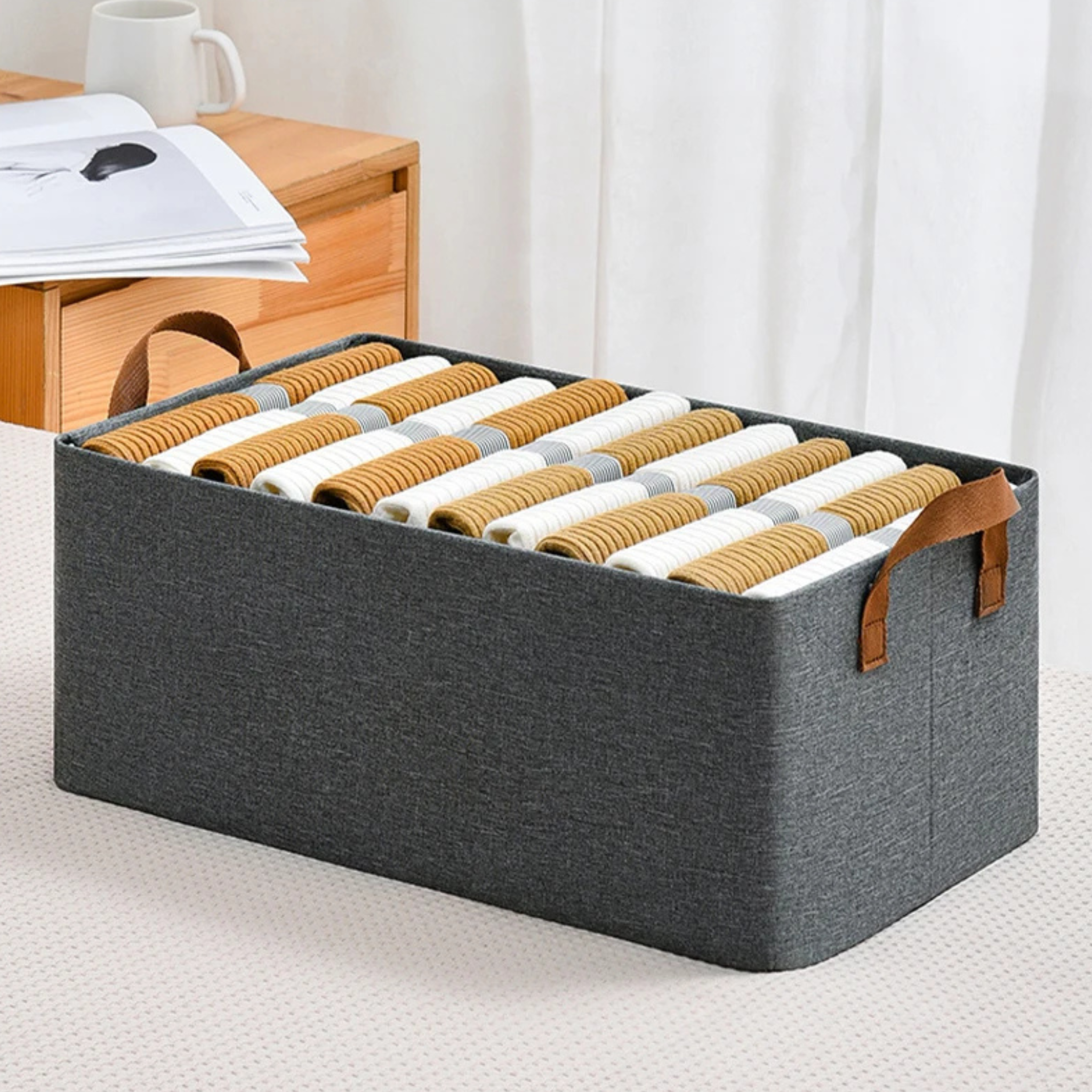 Caja de Almacenamiento Plegable para el Hogar – Organizador de Tela con Asas Reforzadas
