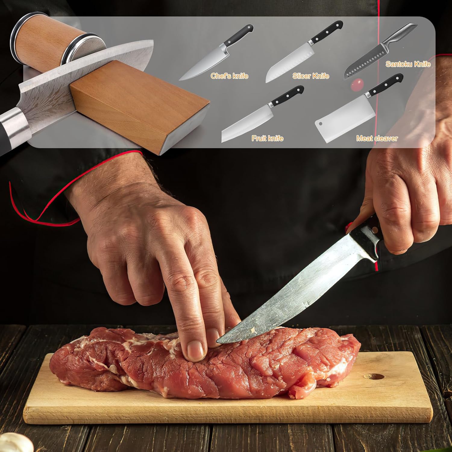 Afilador de Cuchillos Rodante con Ángulo Magnético Ajustable – Afilado Profesional y Preciso para Cocina